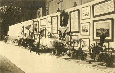 602681 Afbeelding van een tentoonstellingstafel over kinderhygiëne, een onderdeel van de jubileumtentoonstelling van ...